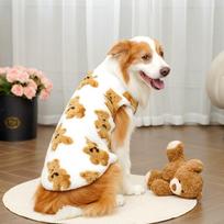New 3XL-9XL Winter Puppy Clothes Warm Fleece Cute Bear Pattern Dog Vest Dog Sweater Pet Supplies Vest Pitbull New Year's Gift (White,3XL)