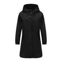 Women Outdoor Long Active Waterproof Windbreaker Women Raincoat XS juoda