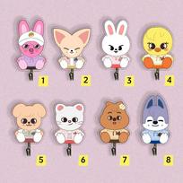 8pcs Stray Kids SKZOO Cute Character Acrylic Wall Hooks, Kpop Fans Decorative Adhesive Hooks, Kawaii Animal Hangers for Room, Bathroom & Kitchen 8pcs