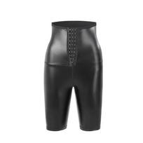 High Waist Sauna Shorts Faux Leather Buckle Design Hot Sweat Slimming Body Shaper Workout Fitness Shapewear for Women S