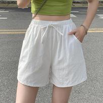 Casual Linen Shorts Women Gym Workout Shorts Cotton Shorts Summer Big Size Loose Home Beach Hot Lace Up Shorts S