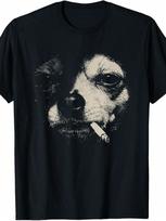 unisex's Smoking Chihuahua T-Shirt - Vintage Round Neck Short Sleeve Loose Fit Tee With Smoking Chihuahua Graphic, Casual Novelty Top Suitable For All S įvairiaspalvis