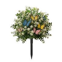 Artificial Flower Garden Stake with Ground Spike Realistic Morning Glory Simulation Outdoor Decorative Plant for Lawn Patio Yard One Size