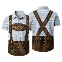 Men's Short Sleeve Button Up Shirt Oktoberfest Style Beer Festival Print Casual Loose Fit Party Shirt with Vintage Inspired Design XXL