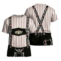 Men's Oktoberfest Vintage Texture Print Short Sleeve T Shirt Loose Fit Casual Summer Daily Wear Top with Suspender Design XXXXL oranžinė