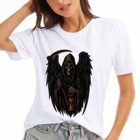 Grim Reaper Wounisex's Cotton T Shirt, Premium Cotton Graphic Print, Durable, Casual And Fashionable. Death Angel With  Design, Perfect For Halloween S