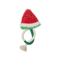 Catnip Cat Chew Toy Plush Watermelon Shape with Rope for Chewing and Biting Interactive Cat Dental Care Toy for Indoor Cats One Size