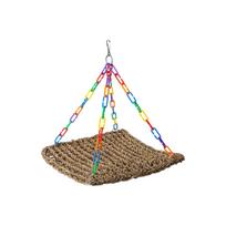 Bird Cage Hanging Hammock Parrot Platform Toy Natural Woven Grass Material with Plastic Chain for Cage Decoration and Bird Perch S