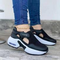 Autumn Flyknit Velcro Women’s Casual Loafers with Thick Sole Sports Shoes 36