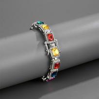 European & American Zirconia Colored Cuban Link Chain Necklace - Men's Trendy Hip Hop Jewelry