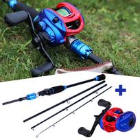 Meškerės rinkinys, anglies pluoštas, 4 skyriai 1,8–2,1 m meškerė, kairė/dešinė rankena „Baitcast“ ritė Žvejyba gėlame vandenyje 1.8m rod left hand reel