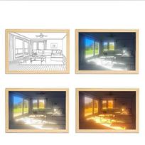 Lighting painting USB dimming decoration painting Bedroom bedside decorations ins internet red sunlight painting Christmas holiday gifts 23x17cm&A dog beige