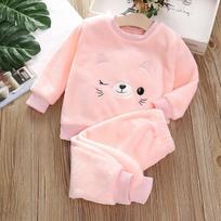 Girl's and Boy's Fuzzy Fleece Sweatshirt & Jogger Pants Set, Kid's Clothes 80cm