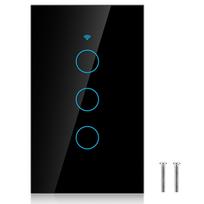 WiFi jutiklinio ekrano jungiklis, vienas ratas, skirtas Alexa Google, 3 krypčių AC  (Juoda ) juoda