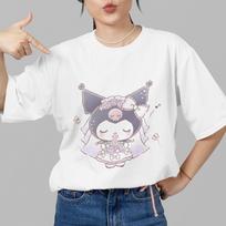 Sanrio Kuromi Wedding Dress Cute White Black Graphic T-Shirt Unisex Top Tee Gift M
