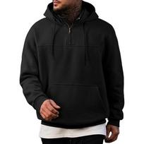 Autumn and Winter Velvet Half-zip Pullover Men's Hooded Sweatshirt Men's American Retro Loose Casual Stand-collar Jacket S juoda