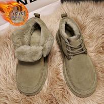 Northeast Men's 2025 Fleece-Lined Fur Snow Boots - Warm, Thick Lace-Up, Non-Slip Winter Ankle Shoes 37
