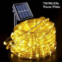 LED Solar String Lights Garden Waterproof Tube Rope Lamp Christmas Garland Fairy Lights For Outdoor Holiday Decoration Lighting Warm White-7M 50LED