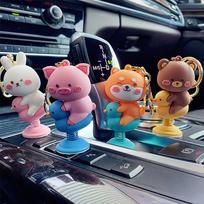 Anime, mielas gyvūnas, purtantis galvutę, spyruokliniai žaislai automobilio skydelio prietaisų skydelio apdaila PVC automobilio ornamentas lėlės automobilio interjero priedai Bear