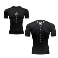 Short Sleeve Compression Shirts for Men Summer Athletic Quick Dry T-shirts Gym Workout Running Tees Tops RL0625 S black