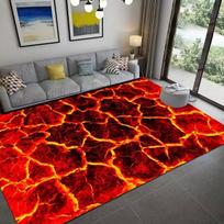 Giant 3D Volcano Magma Theme Rug Fiery Lava-Inspired Carpet for Bedroom Living Space Non-Slip Floor Mat Kids’ Playroom Doormat 40 x60cm
