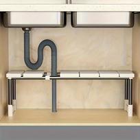 Stainless Steel Under Sink Organizer, Adjustable Multi Tier Storage Rack for Kitchen Bathroom Cabinet, No Wood Easy Install