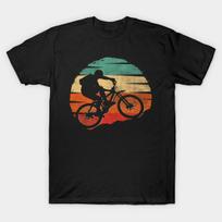 Men Black Print T-shirt Mountain Bike Vintage Mtb No-Cut Transfer Paper Print Cotton Tshirt S