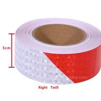 5cm/10cm/15cm/20cm*5M Atspindinti lipni juosta Kairė arba Dešinė Zigzago baltos-raudonos juostelės Vandeniui atsparus Saugos atšvaitai Lipdukas Automobiliui