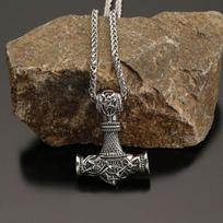 Viking Style Odin Rune Thor Hammer Pendant Men's Necklace Jewelry 60cm