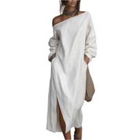 Women's New Fashion Casual Long-sleeved Shirt Dress With An Elegant . L