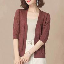Sunscreen Clothing Ladies' Short Summer Ice Silk Knitted Cardigan Hollow Loose-sleeved Air-conditioning Thin Jacket XXXXXL raudona