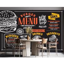 Plytų Sienos Greito Maisto Freska Restoranas Pramoninis Dekoras Kepta Vištiena Burgeris Freska Pica Užkandžių Baras Dekoras Tapetai 200 cm(W) x 140 cm(H)