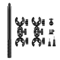PULUZ Cycling Quick Release Bracket with 150cm Selfie Stick Set, Double Dual-heads Crabs Clamps Handlebar Fixed Mount (Black) juoda