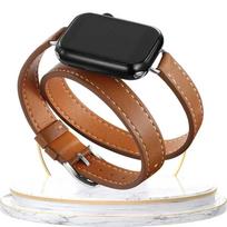 Leather Strap For Apple iWatch Series 10 9 8 7 6 5 4 3 SE Ultra 2 Band 38/40/41/42/44/45/46/49mm Double-loop Bracelet 38 40 41 mm
