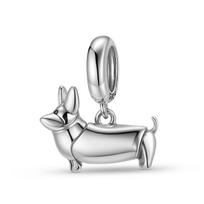 Welsh Corgi Cute Puppy Pendant Charm Authentic 925 Sterling Silver Animal Dog Beads for Women Charm Bracelet Necklace Jewelry Making