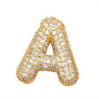 Golden Plated Balloon 26 Alphabet Letter Pendant for Women Chunky Full Shiny Artificial Zircon Choker Jewelry Accessories DIY
