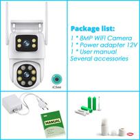 ICSEE 8MP HD Surveillance WiFi Outdoor Waterproof Wireless Security Camera Dual Lens Smart Home IP Cameras Auto Tracking 8MP NO SD Card