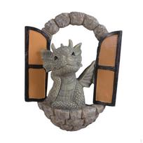 Courtyard Dragon Sculpture Garden Statue Figurine Modern Lovely Decorative Wall Window 12X5X15cm