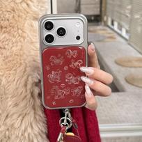 New Year Red Line Drawing Pony iPhone Case for 17 Pro Max/16/15/14 - High-End Feel iPhone 17 Pro