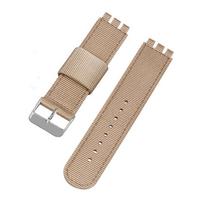 SWATCH Watch Compatible Nylon Canvas Strap, Grooved, 17/19/20mm 20mm chaki