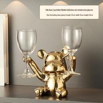 Luxury Bear-Themed Red Wine Rack & Display Cabinet for Living Room, Dining Table, or TV Stand