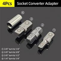 4Pcs/Set Impact Drive Socket Converter Adapter 1/4 3/8 1/2 Double Square Head Ratchet Wrench Socket Adapter Conversion Rod Steel
