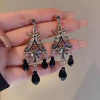 New Geometry Hollow Zircon Water Drop Flower Women's Earrings Temperament Elegant Retro Exaggerated Jewelry Gift Wholesale