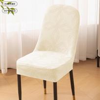High Back Dining Chair Cover Elastic Spandex Stretch Jacquard Stretch Chair Cover Slipcover Kitchen Chair Cover Dining Room smėlis