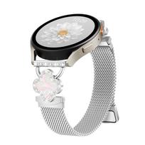 20mm Four-Leaf Clover Milanese Alloy Watch Strap with Rhinestones 20mm sidabras