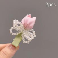 Fairy Mori Tulip Pearl Hairpin Gentle Diary Design Premium Niche Side Bangs Clip Sweet Headdress for Women rožinė