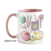 330ml Novelty Ceramic Coffee Mug Crochet Desk Decor Drinking Cup for Women, Adults, Yarn Lovers Home, Office, School, Tea, Milk 330ml balta