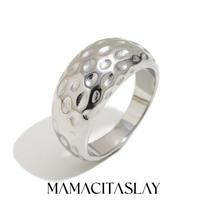 MamacitaSlay 316L Stainless Steel Hammer Patterned Ring 18K Gold Plated Waterproof Jewelry Women's Simple High Quality Ring Gift 8 sidabras