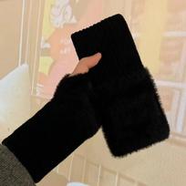 Ins Wind Plush Half Finger Gloves, Warm, Windproof, Gentle and Versatile Gloves, Convenient for Office and Study Fashion, Unisex