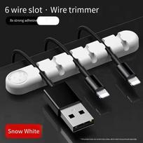 Desktop Cable Organizer Storage Charging Cable Holder Soft Silicone Hub With 6 Holes